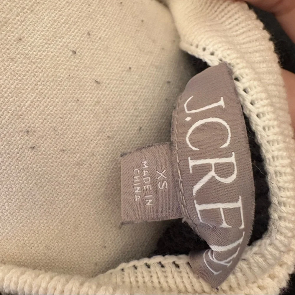 J CREW Emilie Sweater Black‎ White Trim Size XS Preppy